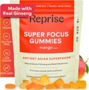 Focus Gummies for Adults | American & Korean Ginseng with Reishi Mushroom extracts | All Natural Gummies for Focus, Mood, and Energy | Mango Flavored | 45 Count