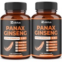 Zolotus Korean Red Panax Ginseng + Ginkgo Biloba, Ashwagandha, Beetroot, Ceai Verde - 120 capsule (Pachet de 2)