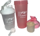 Agitator flacon [2 ambalaj] pentru Shake-uri de proteine, pre-workout, și post-workout. Un 24-uncie / o 14-uncie. Culori asortate. (Pink/Clear)