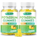 Potasiu Citrate Gumries 1000mg, potenta mare de potasiu Supliment Gummies pentru adulți Femei & Bărbați, Suport Leg Crampe & Musculare Sănătate, Zahăr-Free, Ananas Aroma, 120 Conte