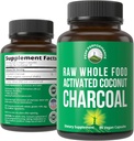 Performanță maximă Capsule Charcoal Vegan activate din Wild Harvested Coconut Shells. Cel mai bun supliment de pastile Charcoal sigure pentru detoxifiere, gaz de relief, balonare. pentru bărbați și femei 90 Toate tablete naturale