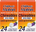 Motrin pentru copii Ibuprofen gratuit comprimate masticabile pentru durere & febră, struguri, 24 Conte (Pachet de 2)