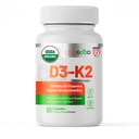 LIVEGOOD Organic D3 K2 Supliment 2000 UI, Capsule Vegane cu MK-7, Vitamina pură D3 cu K2 pentru Imun, și suport osos Made in the USA Organic D3 K2 Formula (60 Conte)