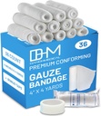 D&H Pachet medical de 36 Bandaje de tifon 4 Inches x 4.1 Yard-uri cu bandă - balsam medical pentru îngrijirea rănilor - Ușor de a utiliza role de bumbac pentru mână rochie ankles & genunchi
