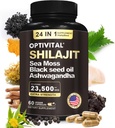 Pure Himalayan Organic Shilajit pentru bărbați și femei Sea Moss, Black Seed Oil, Ashwagandha, Rhodiola & Bredock, Ginseng Cordyceps & Biloba, Nettle & Turmeric (No Fillers) (60 Caps)