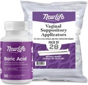 NewLife Naturals Acid vaginal Sacrificii 600mg (60 Pack) cu 28 Aplicatoare - pentru echilibrul pH-ului, Feminine Health and Intimate Wellness - Made in USA
