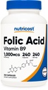 Nutricost Acid folic (Vitamina B9) 1000 mcg, 240 capsule