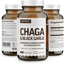 100% capsule negre cu pulbere de usturoi, cu adevărat sălbatice, Chaga Mushroom & Aged Black Usturoi, cu adaos de antioxidant şi de suport imun.