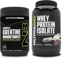 NutraBio Creatina Monohidrat, Nearomate, 300g și Whey Proteine Izolate, Ice Cream Cookie Dream, Supliment Bundle - Energie musculară, Lean musculare creștere, recuperare, și puterea