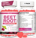 Sfeclă Root Gummies - Tulpini de sfeclă de azot pentru sprijin de circulatie, Productia de oxid de azot - cu semințe de struguri, Hawthorn Berry, Hibiscus, Organic, Non-GMO, 60 Gummies