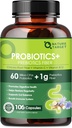 Probiotice pentru femei Digestive Sanatate cu Prebiotic Fibra - Suplimentul de fibre cu 60 Miliarde Probiotice pentru Regularitate & Gut Cleanse - Suporte Constipație ocazională - 106 Capsule vegetale