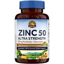 Vitalitown Chelated Zinc 50 mg, Zinc Picolinat & Gluconat, 120 Veggie Capsule, Bine-absorbite, Sistem imunitar, Sanatos Skin & Development, Vegan, Non-GMO