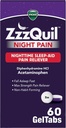 ZzzQuil Night Pain GelTabs, Nighttime Pain Relief, Sleep Aid Tablets, Difenhidramină HCl și Acetaminofen, No.1 Sleep Adid Brand, Max Putere Pain Reliever, 60 GelTabs