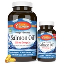 Carlson - Norwegian Salmon Oil, 500 mg Omega-3s, Norwegian Salmon Oil Supplement, Wild Caught Omega 3 Somon Oil Capsules, Sustainable Sourced, Brain, Heart & Joint Health, 180+50 Softgels