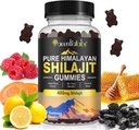 Gumă de mestecat Shilajit, Gume pure Himalayan Shilajit cu 100% Shilajit, Gume organice Shilajit bogate în acid fuzilic 85+ Minerale Trace Potrivite pentru bărbaţi şi femei, Non-GMO - 60 Gummy