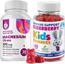 Gume de fructe de soc pentru copii si magneziu 200 mg Gume de zahăr-gratuit - Sistem imunitar sănătos Booster și de sprijin pentru sănătate cu extract de fructe de soc cu Chews de magneziu calm pentru copii și adulți zahăr-gratuit