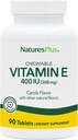 NaturasPlus Vitamina E Chewable - 400 ui, 90 comprimate vegetariane - Aroma de carob natural - Functie cardiovasculara sanatoasa, Aparare gratuita si bunăstare generala - Gluten-free - 90 Serviri