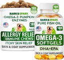 Alergie Relief + Omega 3 Bundle - Anti-Itch Skin&Coat Supplement + Skin Alergia - Omega 3 Ulei de pește + EPA& DHA Acidi grași - Itching&Paw Licking + Joint Health - 180 Chews + 180 Softgels - Made in USA