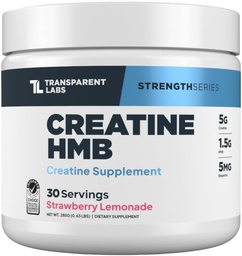Labs Transparent Creatine HMB - Creatine Monohidrat pulbere cu HMB pentru cresterea musculara, Putere crescuta, Enhanced Energy Output, si performanta atletica imbunatatit - 30 Serviri, Lemonada de capsuni