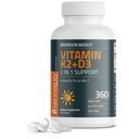 Vitamina Bronson K2 D3 (MK7) Suplimentul non-GMO Vitamina D3 5000UI (125 mcg) & 90 mcg K2 MK-7, ușor de înghițit Complex D & K, 360 comprimate