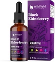 Extract de elderberry picături 2000mg (Sambucus nigra) Suplimentul vegetal absorbe mai bine decât capsule, 1 lună de aprovizionare, 84 Serviri, Tinctură fără alcool - 2 Oz, Pachet de 1