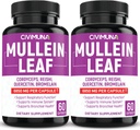 (2 cutii) Capsule cu frunze de Mullein 6850 mg - Mullein Leaf, Cordyceps, Reishi - 4 luni de aprovizionare