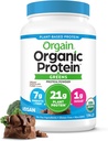 Orgain Organic Vegan Proteina pulbere + Verzi, Cremy Ciocolata Fudge - 21g Proteina pe bază de plante, Gluten gratuit, lactate & Lactoză gratuit, Soy gratuit, fără zahăr adăugat, fier și prebiotice pentru sanatate Gut - 1.94lb