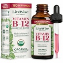 LiveWise Naturals B12 Vitamina scade non-GMO, Bioactive Blend organic pentru energie, Claritate, Focus, și Easy Absorbtion, Adensylcobalamin & Methylcobalamină Supliment, Vegan, Gluten-Free, Dairy-Free