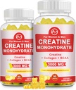 Creatină Gummy, 3g de Creatină Monohidrat pe servire, Creatină fără zahăr Monohidrat Gummy pentru cresterea si puterea musculara cu 0,5g Colagen, 0,2g BCAA, 60 Serviri, Ananas Aroma, 2 Pack
