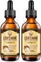 Nature's Lions Mane Supplement, Liquid Mushroom Extract picături, 8 Ciuperci Complex pentru sistemul imunitar, Memorie, Focus Boost, Mushroom Supplement with Lion's Mane, Cordyceps, Reishi, Vegan, 2 Pack