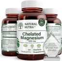 Oxid de magneziu 250 mg - Absorbţie mare pentru oase puternice, sănătate cardiacă, energie Boost, gluten-free, non-GMO, 90 comprimate (3 cutii) în flacoane de sticlă reciclabile fără BPA