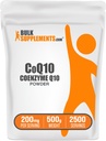 BulkSupplements.com Coenzime Q10 pulbere - Coenzime Q10 200 mg Supliment, Supliment nutriţional - Gluten gratuit, 200 mg per Serving, 500g (1.1 lbs) (Pachet de 1)