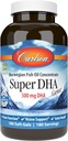 Carlson - Super DHA Gems, 500 mg Suplimente DHA, 640 mg Acid gras, Norvegian sălbatic-a prins Omega 3 supliment de ulei de pește, Sustenabil surse capsule de ulei de pește, 180 Softgels