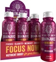 BrainJuice Brain și sprijin imunitar Shot, Gluten gratuit Shots Supliment pentru energie, Focus, Imunitate cu vitamina D, C B, Alpha GPC & Organic Ginger Root, rodie Acai, 2,5 fl oz, 12 Pack