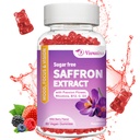 Saffron Gummies, 10 in 1 Saffron Suplimente Gummie cu magneziu, Ashwagandha & Rhodiola Rosea, Sugar Free Vegan mixt aroma Berry - 60Cts