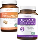 Bundle of Adrenal Support & Organic Ashwagandha - Ashwa-Adrenal Harmony - Suport suprarenal & Cortizol Manager (non-GMO) & Organic Ashwagandha Root Powder 1350 mg Serveste (120 comprimate)