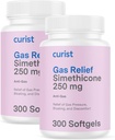 Curist Gas Relief Simethicone 2 Pack - 250 mg Softgels (600 Conte) Digestive Relief, Blaoting Relief & Anti Flatulență Pastile de gaz pentru adulți ajută la gaz și gaze de evacuare (600 Softgels)