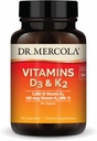 Dr. Mercola Vitamine D3 & K2 - Suporturi Imune, Brain, Cardiovasculare, Sanatate Respiratorie & Bone - GOM-Free, Gluten-Free & Soy-Free - 30 capsule (30 Servings)