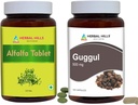 Comprimate HERBAL HILLS Alfalfa și capsule Guggul Guggulu ambalaj de 2 Combo