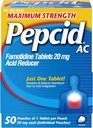 Pepcid AC Concentraţia maximă de reducere a arsurilor în capul pieptului comprimate, medicament OTC Preveneşte arsurile şi refluxul de acid datorită indigestiei acide, 20 mg Reductor de acid famotidină, Acţionare rapidă, 1 x 50 ct