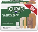 CURAD Bandaje asortate Variety Pack 320 Conte 5 Styles Inclusiv impermeabile, pur, Plastic, Heavy Duty & Flex-Fabric Kit de prim ajutor esențiale protejează zgârieturi, tăieturi și arsuri