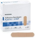 McKesson - Adhesive Strip McKesson 1 X 3 Inch Plastic Rectangle Tan Steile - 100/Box - McK