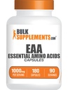 BulkSupplements.com Essential Amino Acids Capsule (EAA) - Aminoacids Supplement - EAA Amino Acids - EAA Capsule - 1000 mg Servire - 90 zile de aprovizionare (180 capsule gelatinoase)