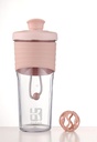 2 Generație Shaker flacon pentru proteine cu bila de amestecare - Perfect pentru antrenamente și utilizare în aer liber, 24-Ounces Whey Shaker de proteine cu măsurare clară (Pink)