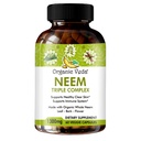 Capsule organice Veda Neem cu Triple Complex Neem Extract de frunze, Bark & Flower - Suplimentul plantei Boosts Imunitatea, Îmbunătățește Digestion, Skin Health & Support Cleansing - 60 Conte