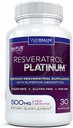 Resveratrol Platinum Antioxidanti Supliment: puternic anti imbatranire Formula cu Pure, Natural Trans Resveratrol pentru Suport Immun, Vitality and Brain Health, 30 Gluten Free Veggie Capsule