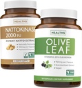 Nattokinaza & Olive Leaf (6-Month Supply) Flow & Wellness Mix - Nattokinaza 2000 FU Powerful Natural Fermented Soybeans (6-Month Supply) & Olive Leaf Extract Super Putere cu 20% Oleuropeină