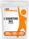 BulkSupplements.com L-Carnitina HCl Pulbere - Carnitina Supliment, Carnitina Pulbere, L-Carnitina 500mg - Neflavorat & Gluten Gratuit, 500mg per Servire, 500g (1.1 lbs) (Pachet de 1)