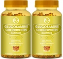 Glucosamine Chondroitin Gummies cu MSM - 1500 mg Extra Forţă pentru Suport Comun, Suport Imun - pentru Adulţi, Bărbaţi şi Femei, 60 Conte, Pachete de 2