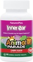 Naturals Plus Animal Parade Inner Auricular Suport pentru copii - Aroma de cireșe naturale - 90 Tablete - Supliment probiotic - Gluten gratuit - 45 Serviri